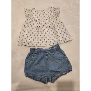 Gap Girls Floral Top & Denim Shorts Set Sz 3